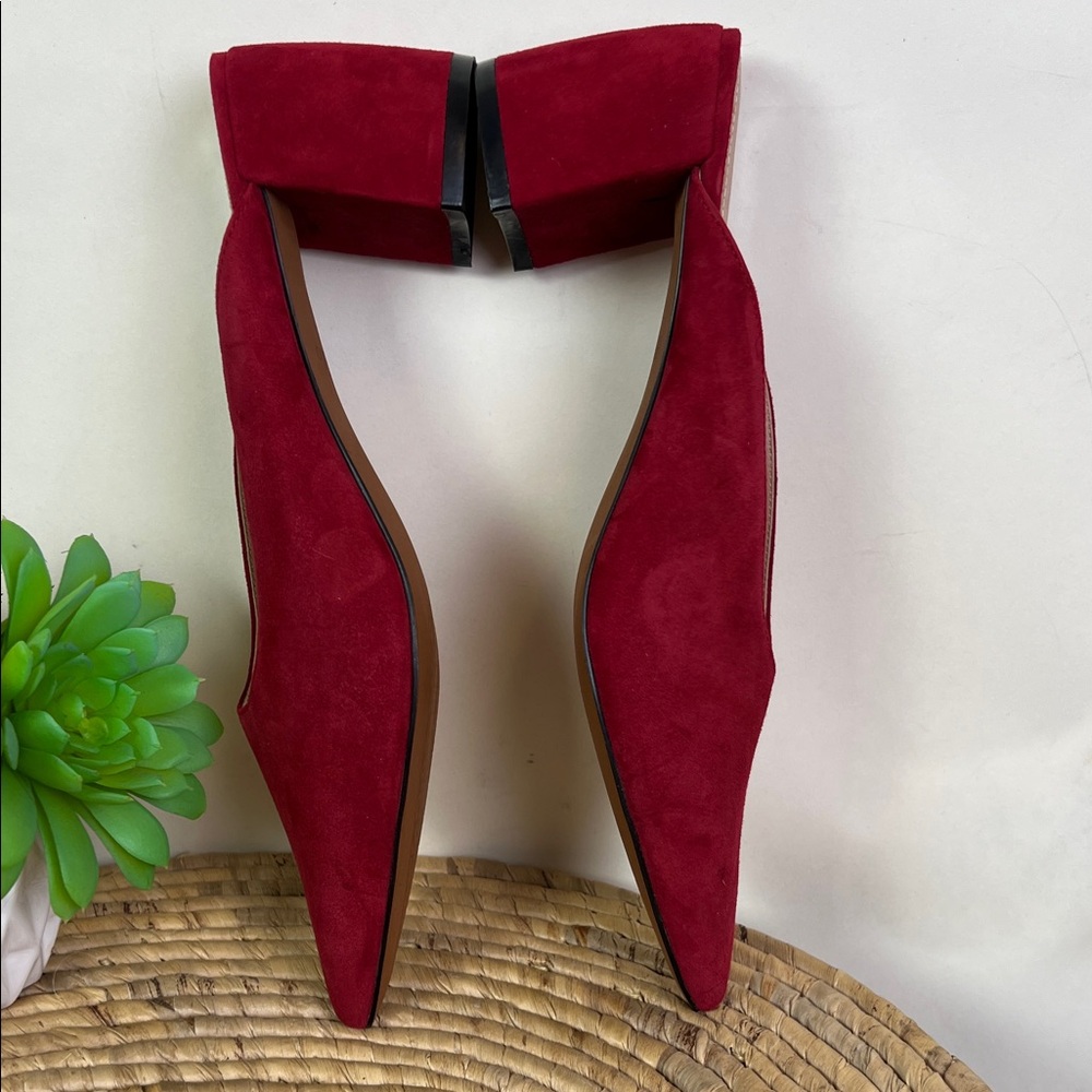 Linea Paolo Zadie Aurora Red Kid Suede Block Mule 8 - Picture 5 of 9